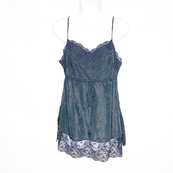 EXPRESS Vintage Y2K Silk Embroidered Camisole with Lace Trim - Picture 2 of 6